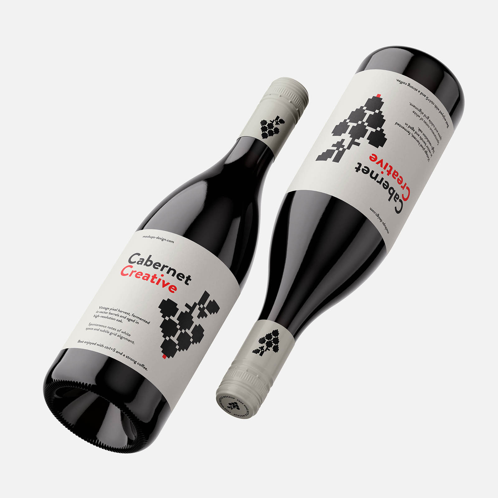 Free Wine Bottle with Screw Lid Mockup PSD Template