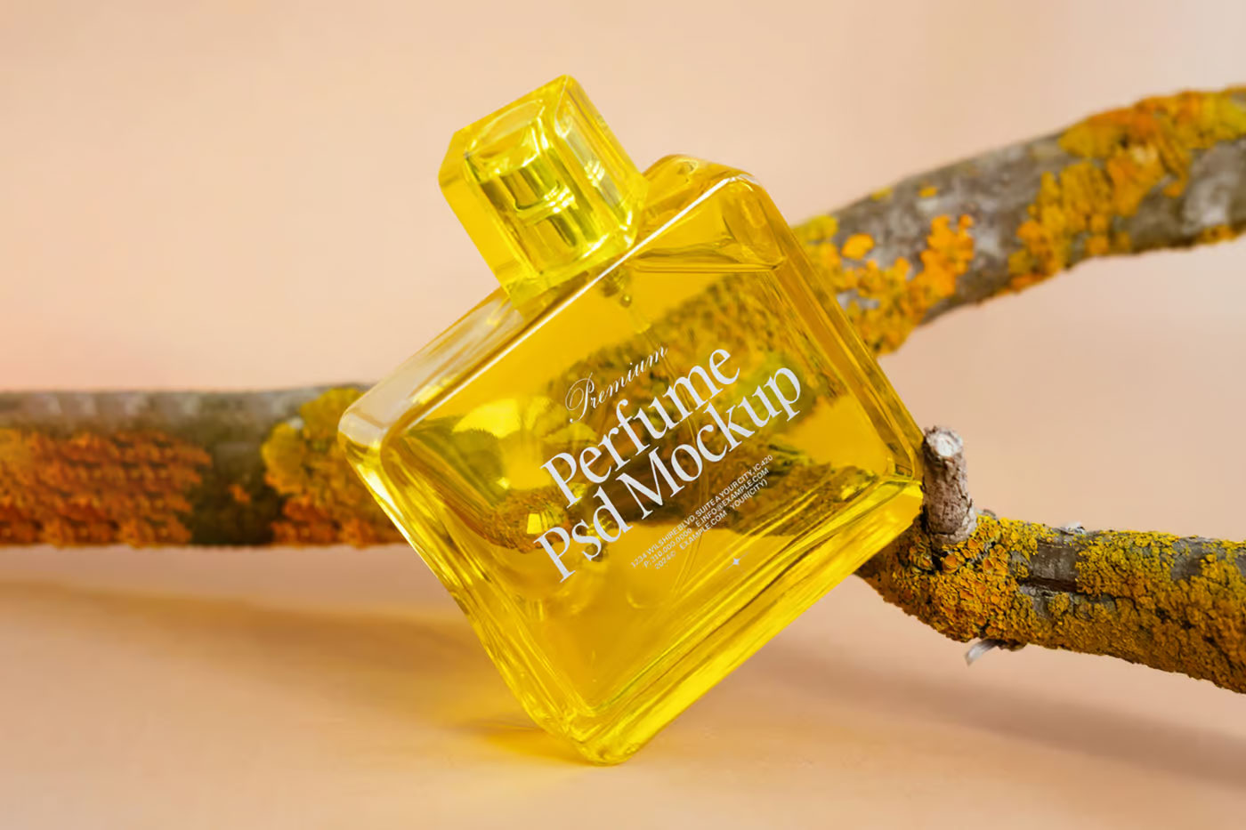 Free Yellow Glass Perfume Bottle Mockup PSD Template