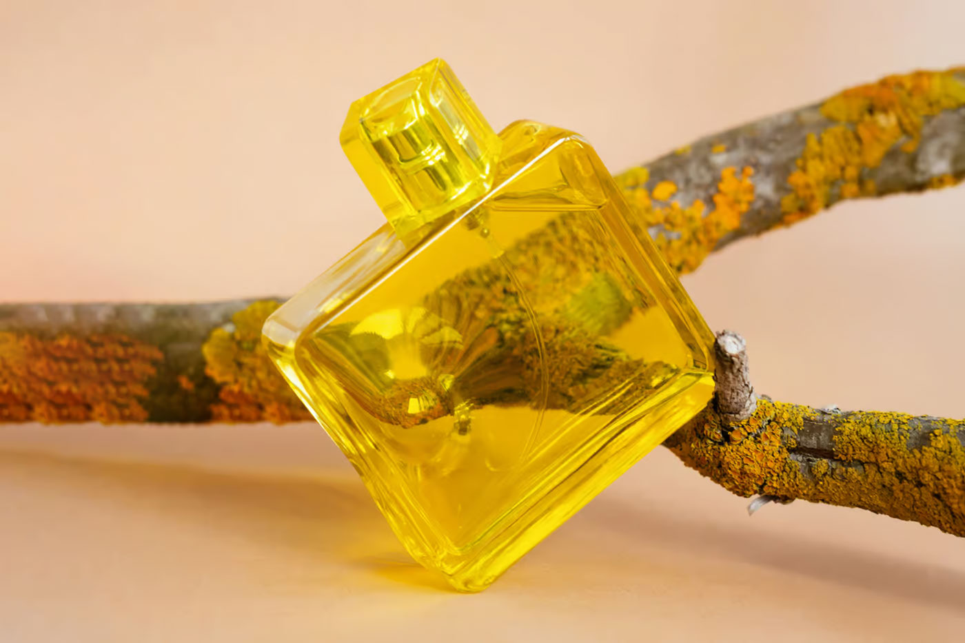 Free Yellow Glass Perfume Bottle Mockup PSD Template