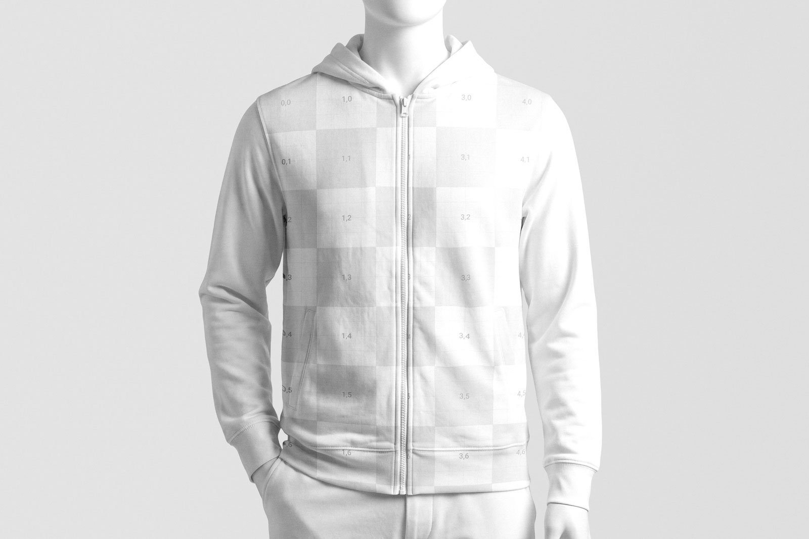 Free Zipped Hoodie Mockup on Mannequin PSD Template