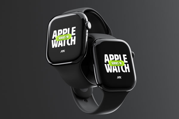Free 2 Floating Apple Watch 10 Mockup PSD Template