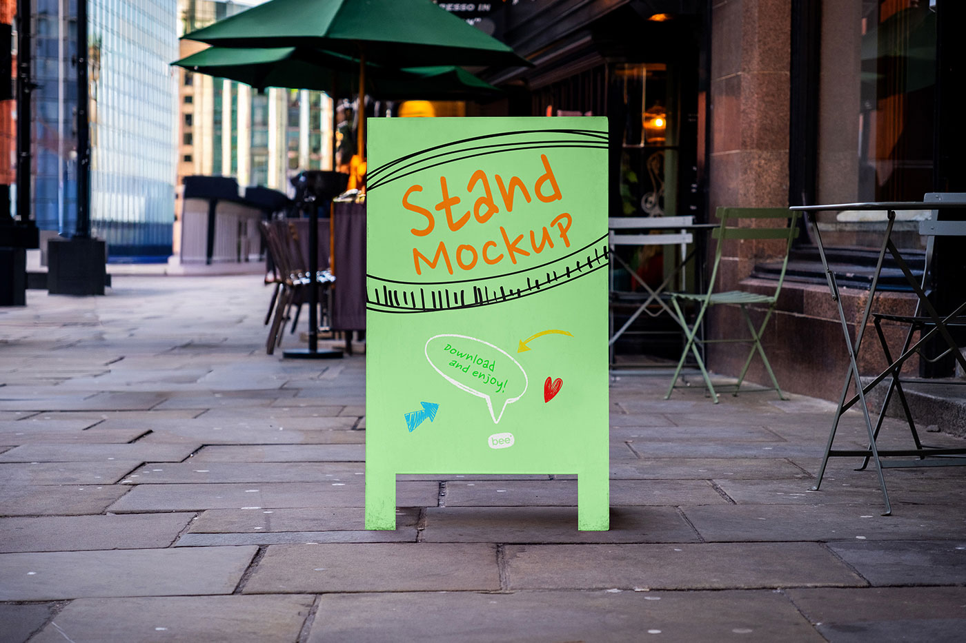 Free A Stand Front View Mockup PSD Template