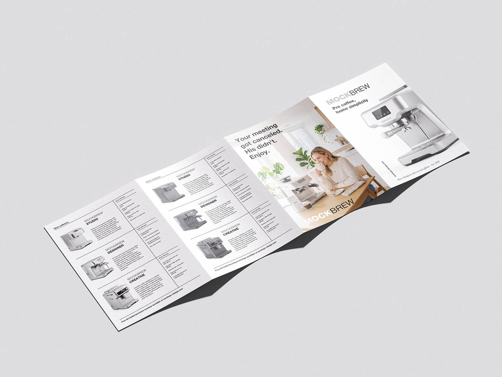 Free A4 Folded Brochure Mockup PSD Template