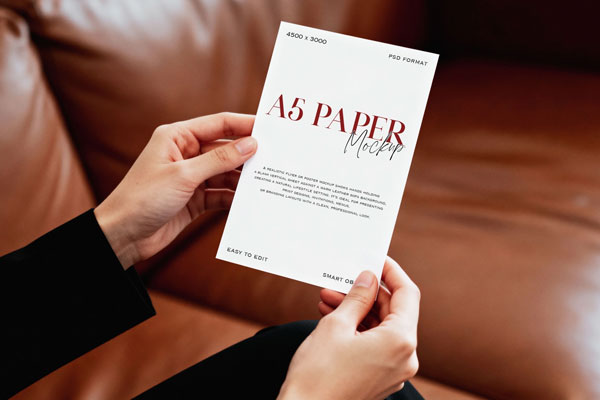 Free A5 Paper Mockup PSD Template