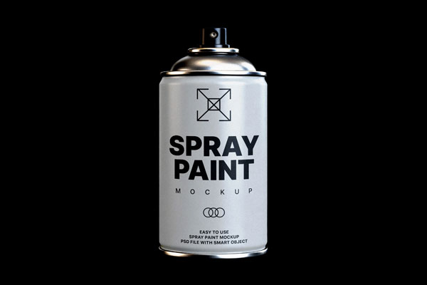 Free Aerosol Can Mockup with Chrome Top PSD Template