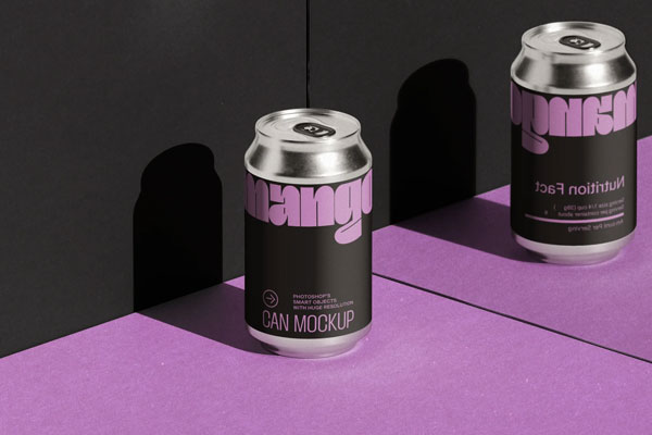 Free Aluminium Can Mockup Mirror Reflection PSD Template