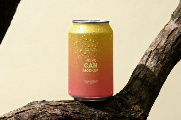 Free Aluminum Beverage Can Mockup PSD Template