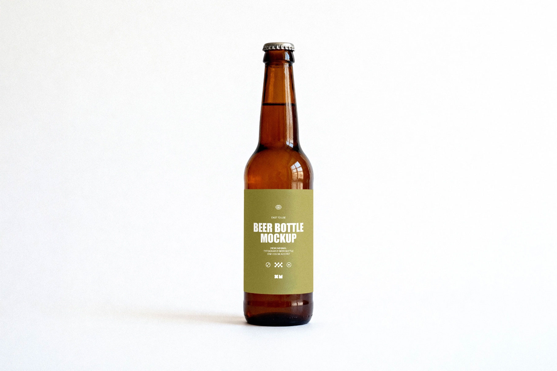 Free Amber Beer Bottle Mockup PSD Template