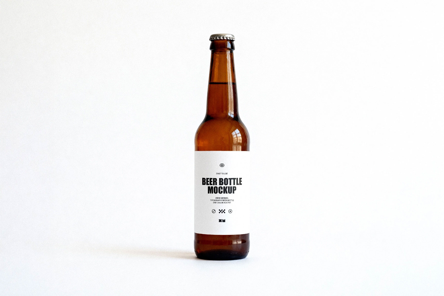 Free Amber Beer Bottle Mockup PSD Template
