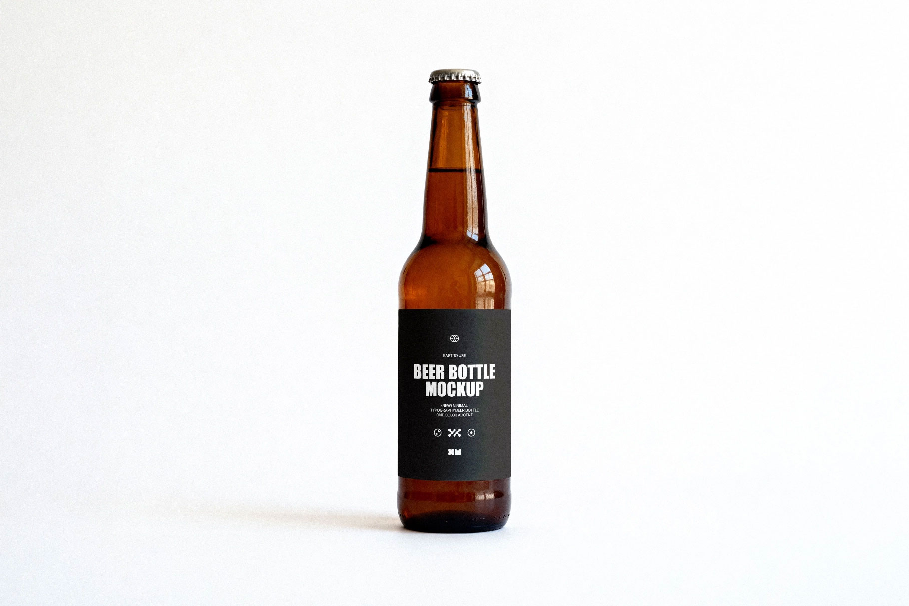 Free Amber Beer Bottle Mockup PSD Template