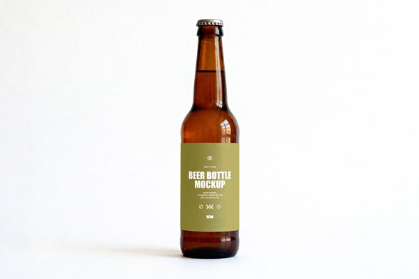 Free Amber Beer Bottle Mockup PSD Template