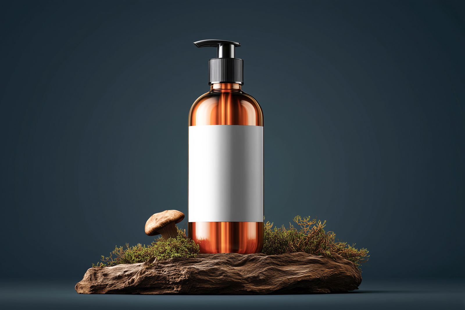 Free Amber Bottle with Pump Mockup PSD Template