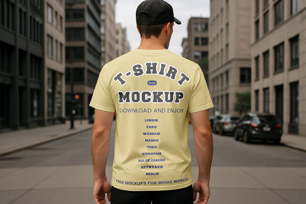 Free Back T-Shirt Mockup PSD Template
