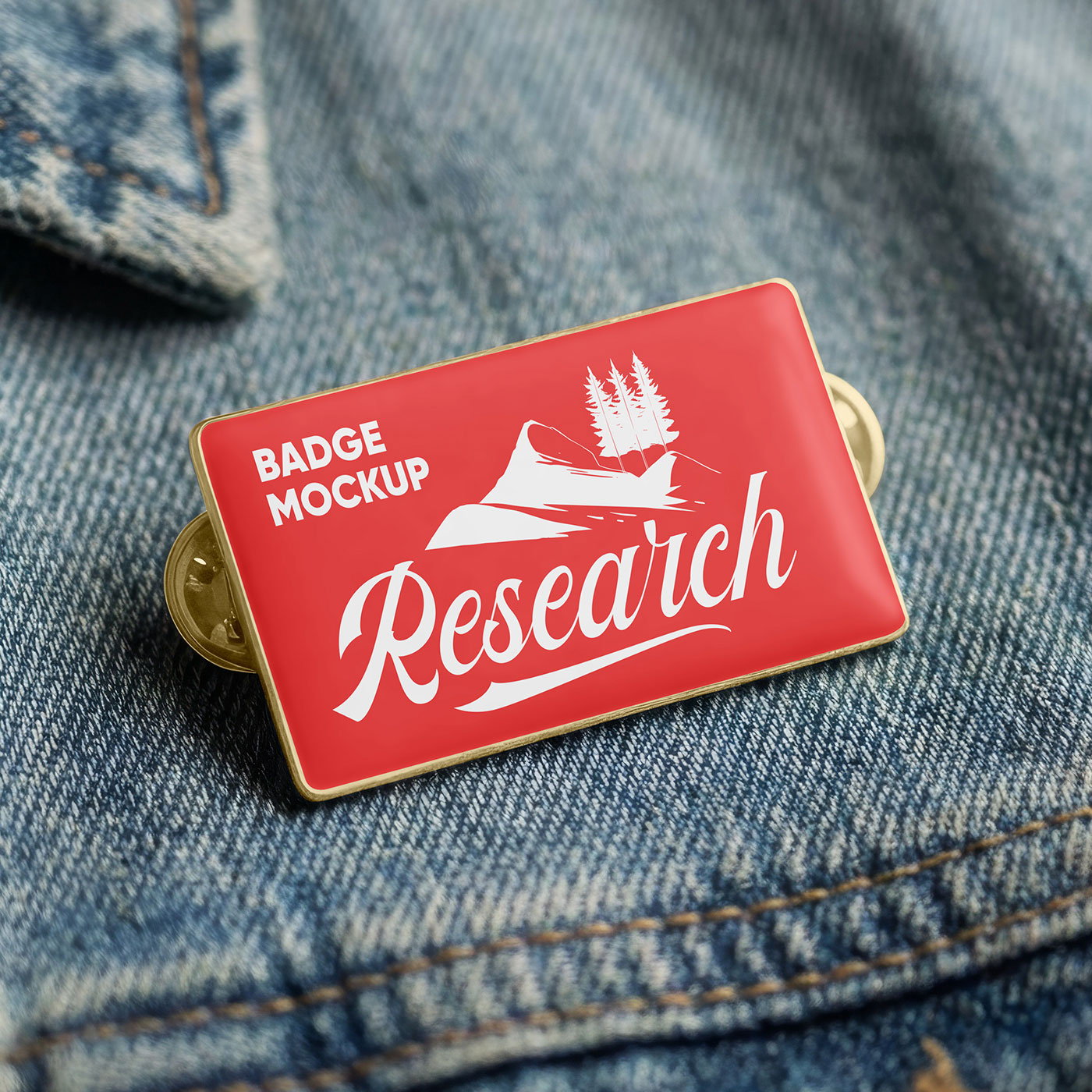 Free Badge on Jeans Jacket Mockup PSD Template