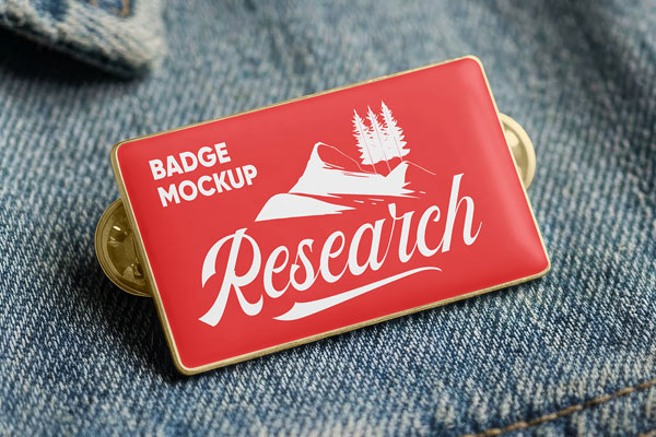 Free Badge on Jeans Jacket Mockup PSD Template