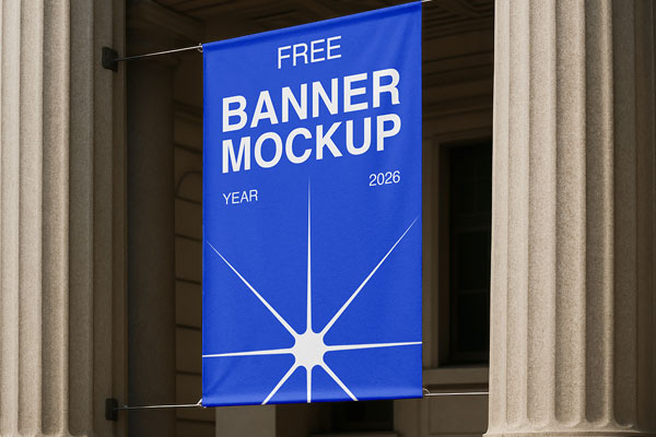 Free Banner Between Columns Mockup PSD Template
