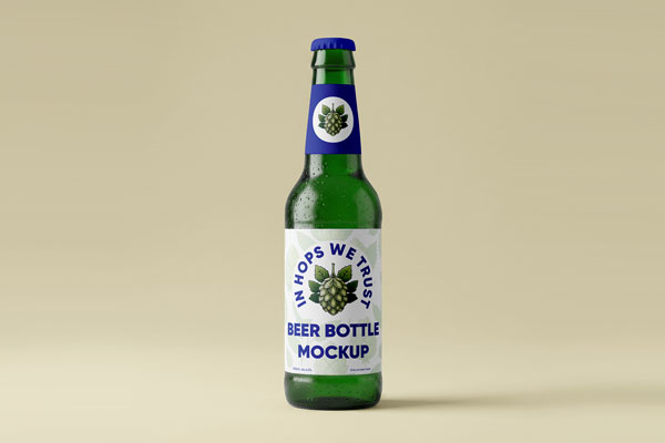 Free Beer Bottle Studio Shot Mockup PSD Template