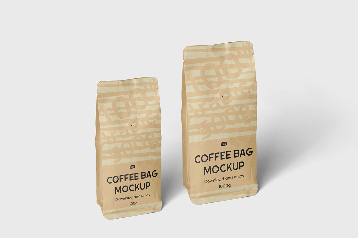 Free Big and Small Coffee Bag Mockup PSD Template