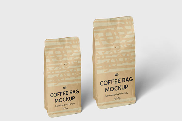 Free Big and Small Coffee Bag Mockup PSD Template