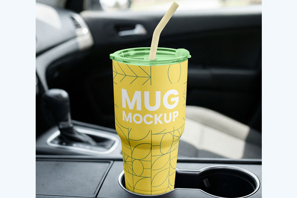 Free Big Reusable Mug Mockup PSD Template
