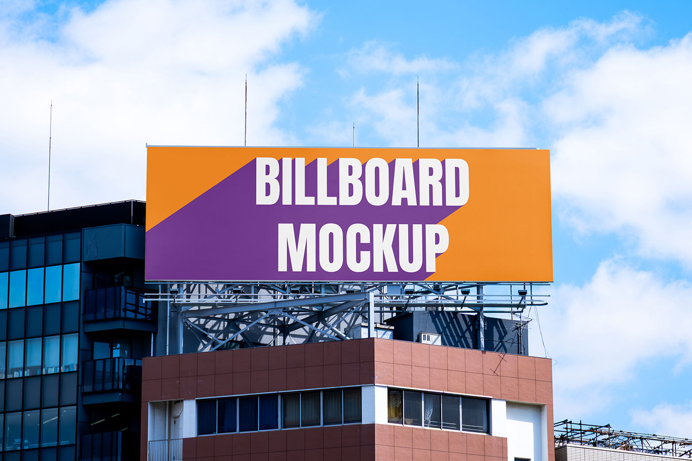 Free Billboard Front View Mockup PSD Template