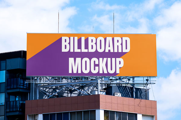 Free Billboard Front View Mockup PSD Template