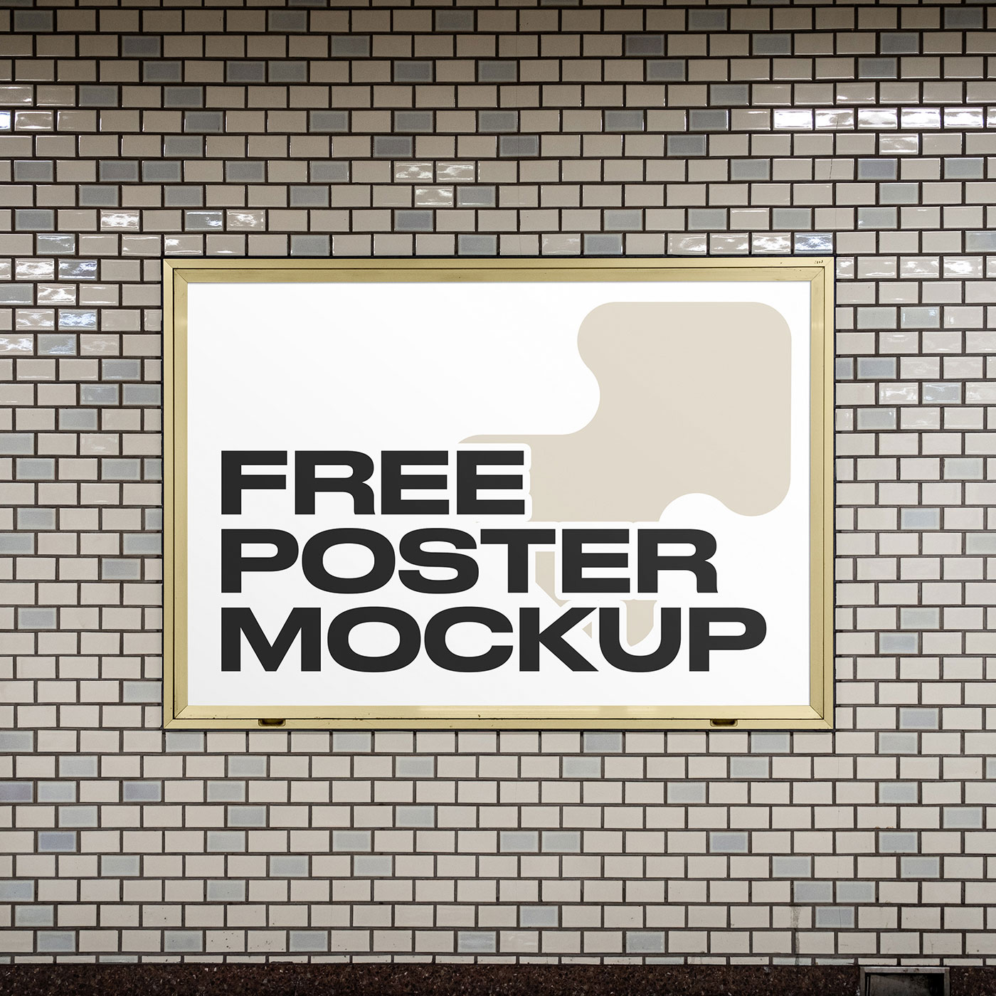 Free Billboard on Tiles Wall Mockup PSD Template