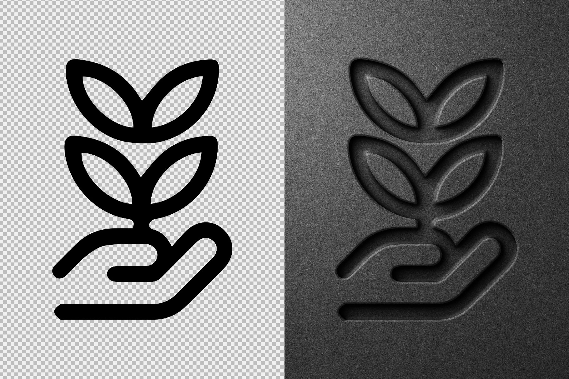 Free Black Paper Debossed Effect / Logo Mockup PSD Template