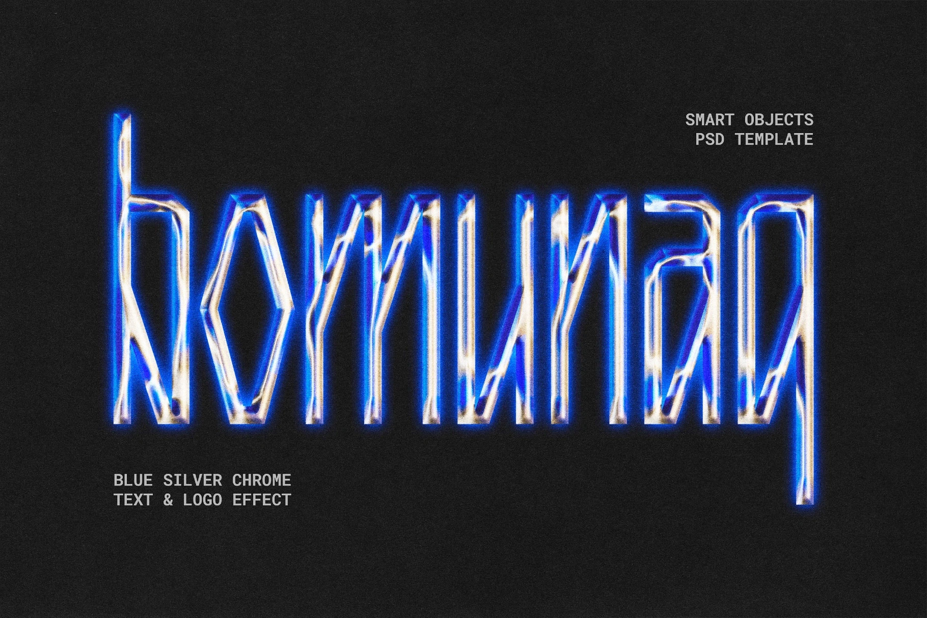Free Blue Silver Chrome Text Effect / Logo Mockup PSD Template