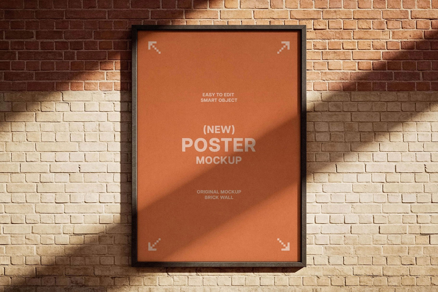 Free Brick Wall Framed Poster Mockup PSD Template