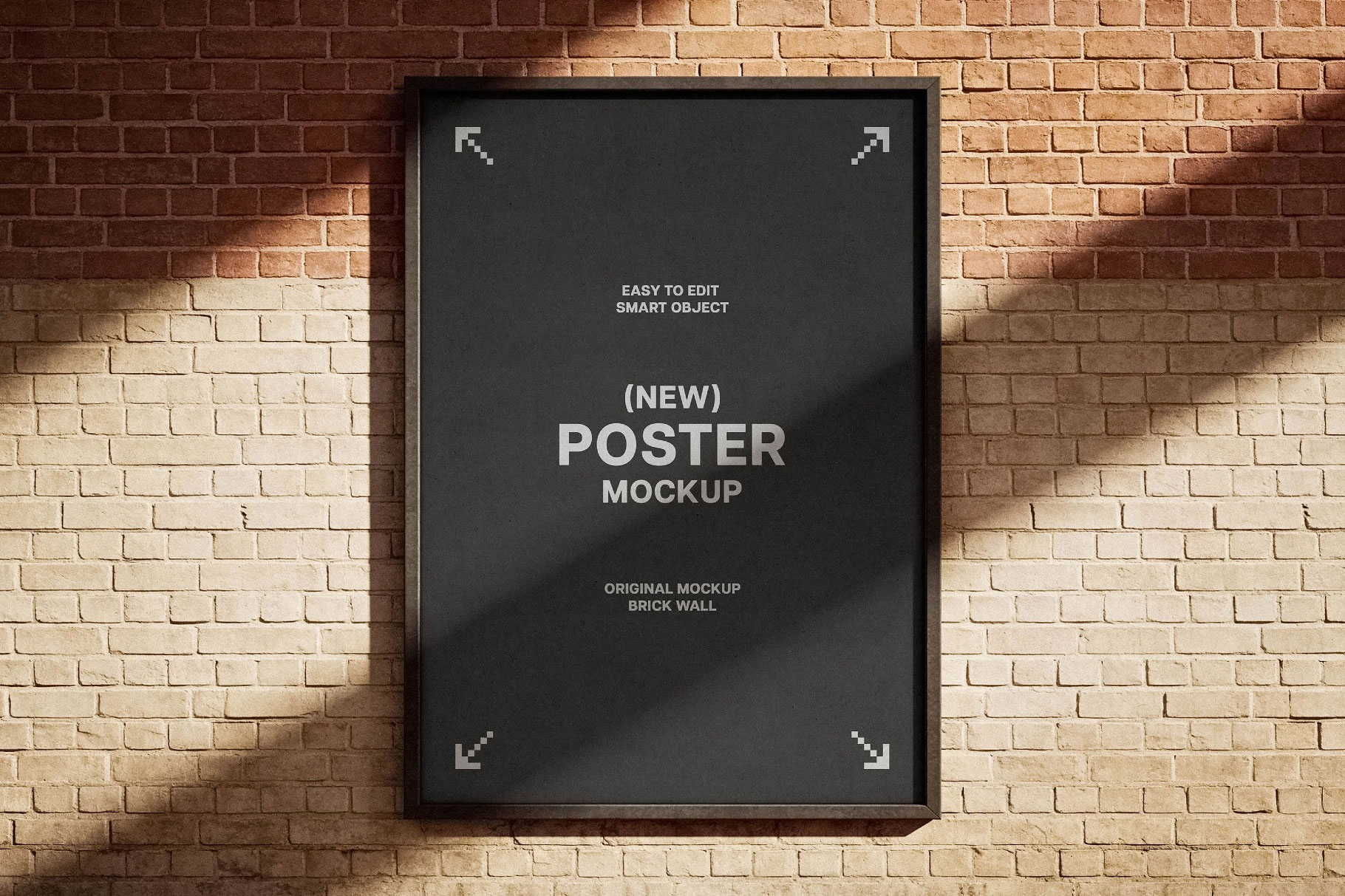 Free Brick Wall Framed Poster Mockup PSD Template