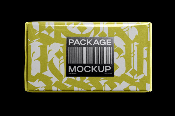 Free Cardboard Package Mockup with Front Label PSD Template