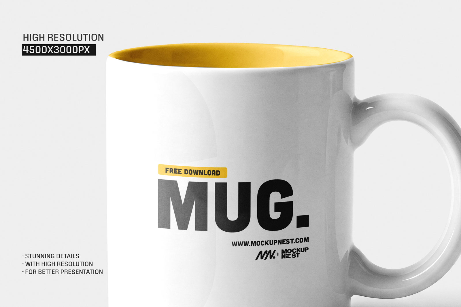 Free Ceramic Mug Mockup Studio Light PSD Template