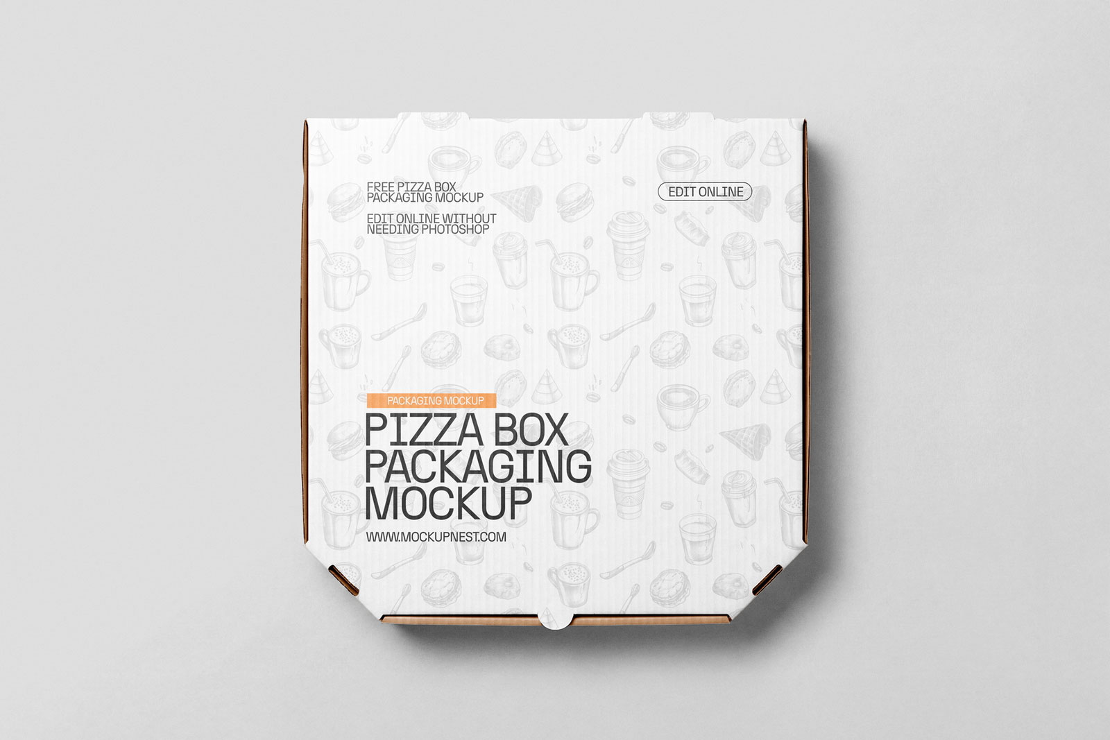 Free Chamfered Square Pizza Box Mockup PSD Template