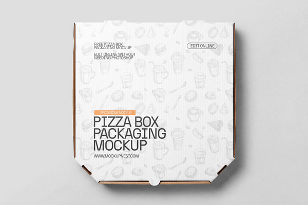 Free Chamfered Square Pizza Box Mockup PSD Template