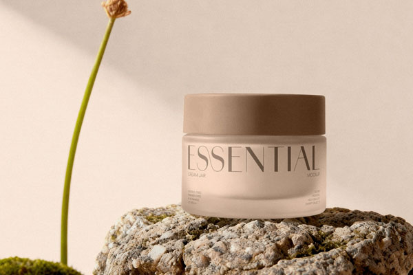 Free Cream Jar Mockup on Stone PSD Template