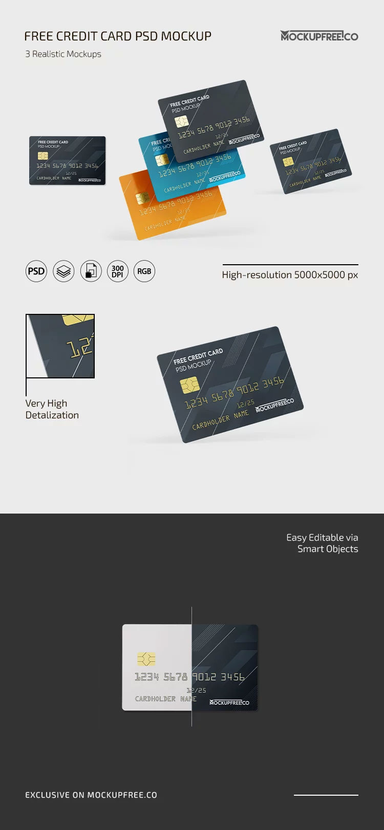 Free Credit Card Mockup PSD Template