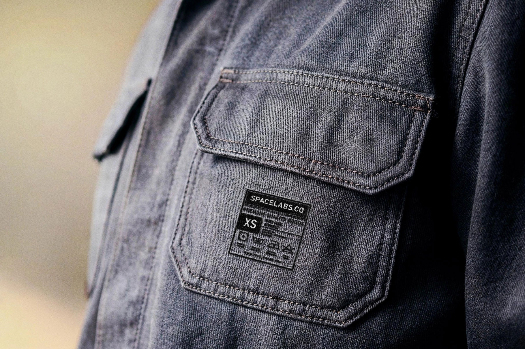 Free Denim Fabric Emblem Mockup PSD Template