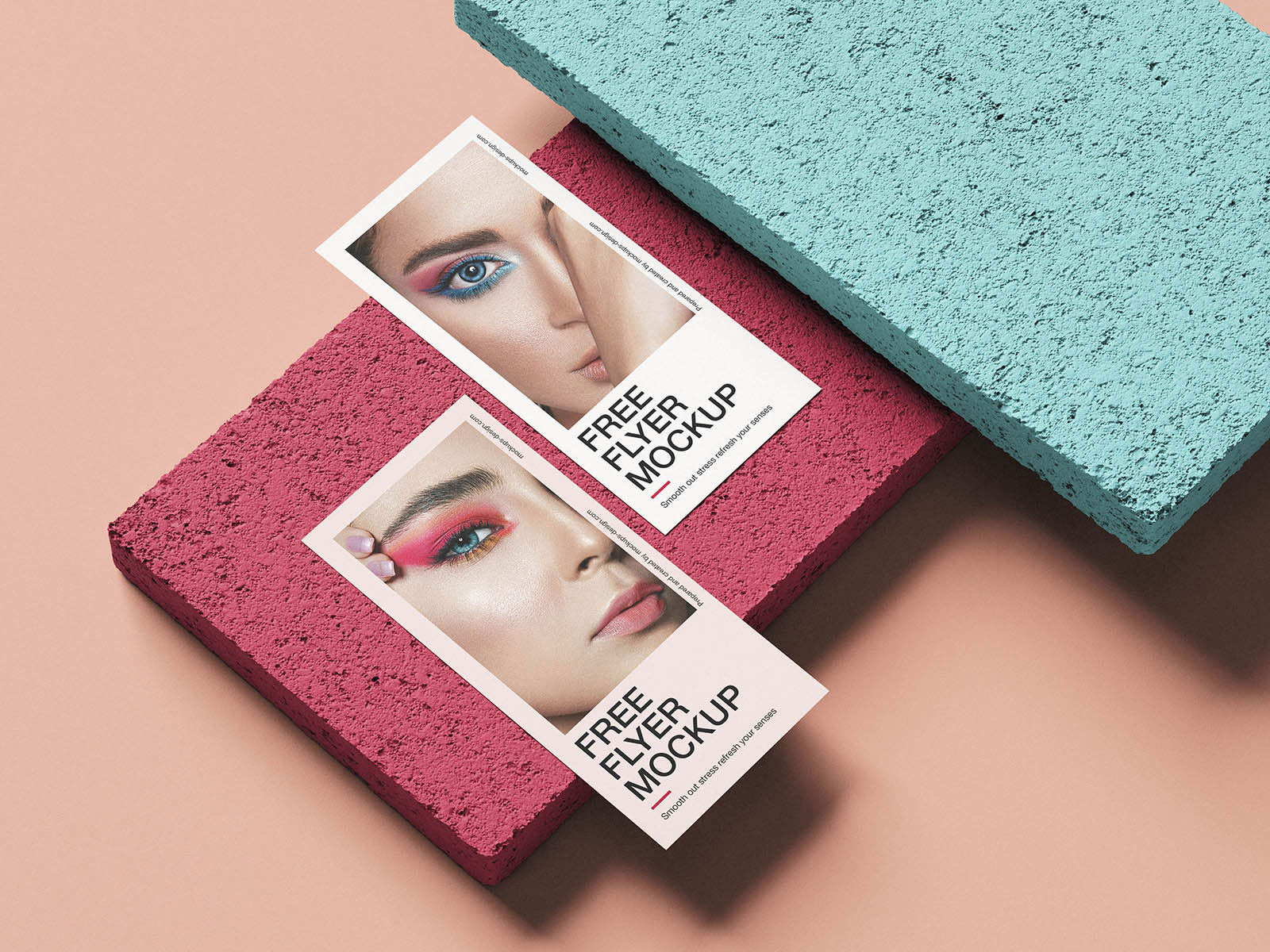 Free DL Flyer on Stone Tile Mockup PSD Template