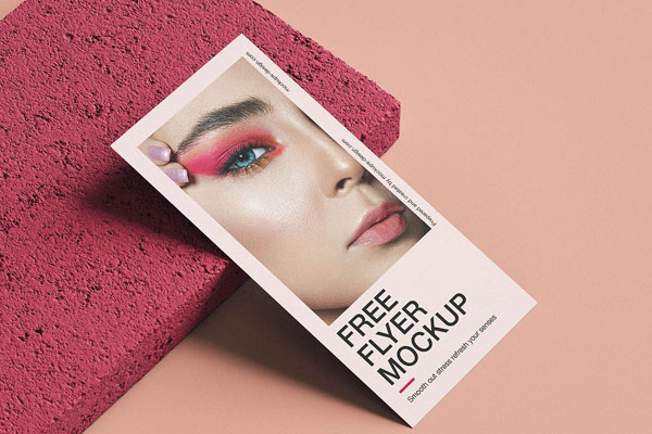 Free DL Flyer on Stone Tile Mockup PSD Template