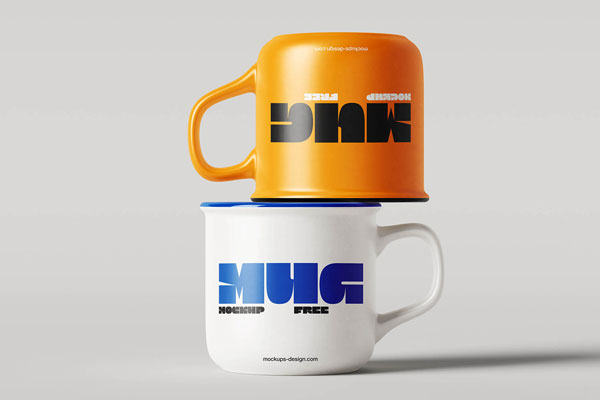 Free Enamel Style Rim Mug Mockup PSD Template