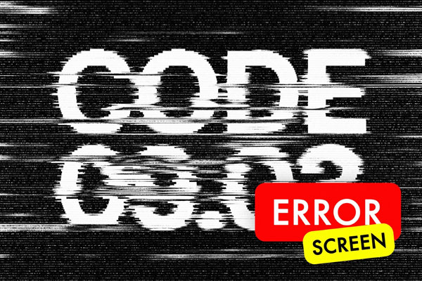 Free Error Screen Text Effect / Logo Mockup PSD Template