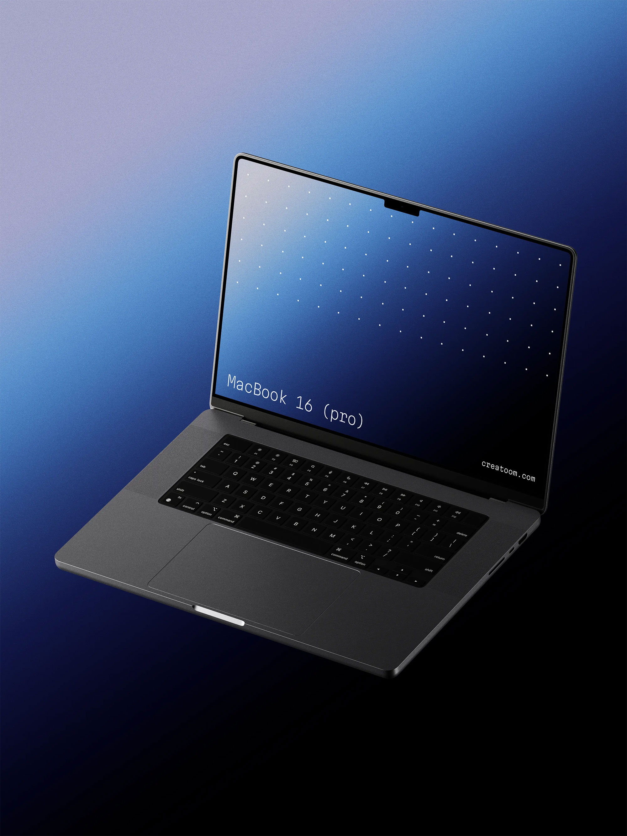 Free Floating Gradient MacBook 16 Pro Mockup PSD Template