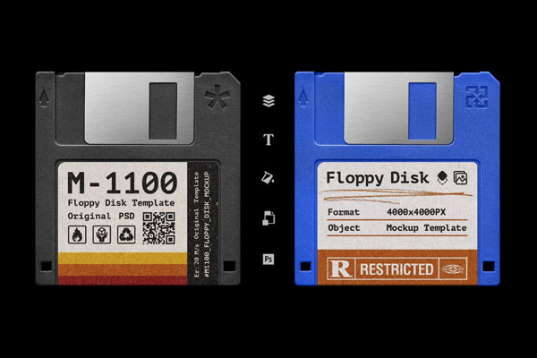 Free Floppy Disk Mockup PSD Template