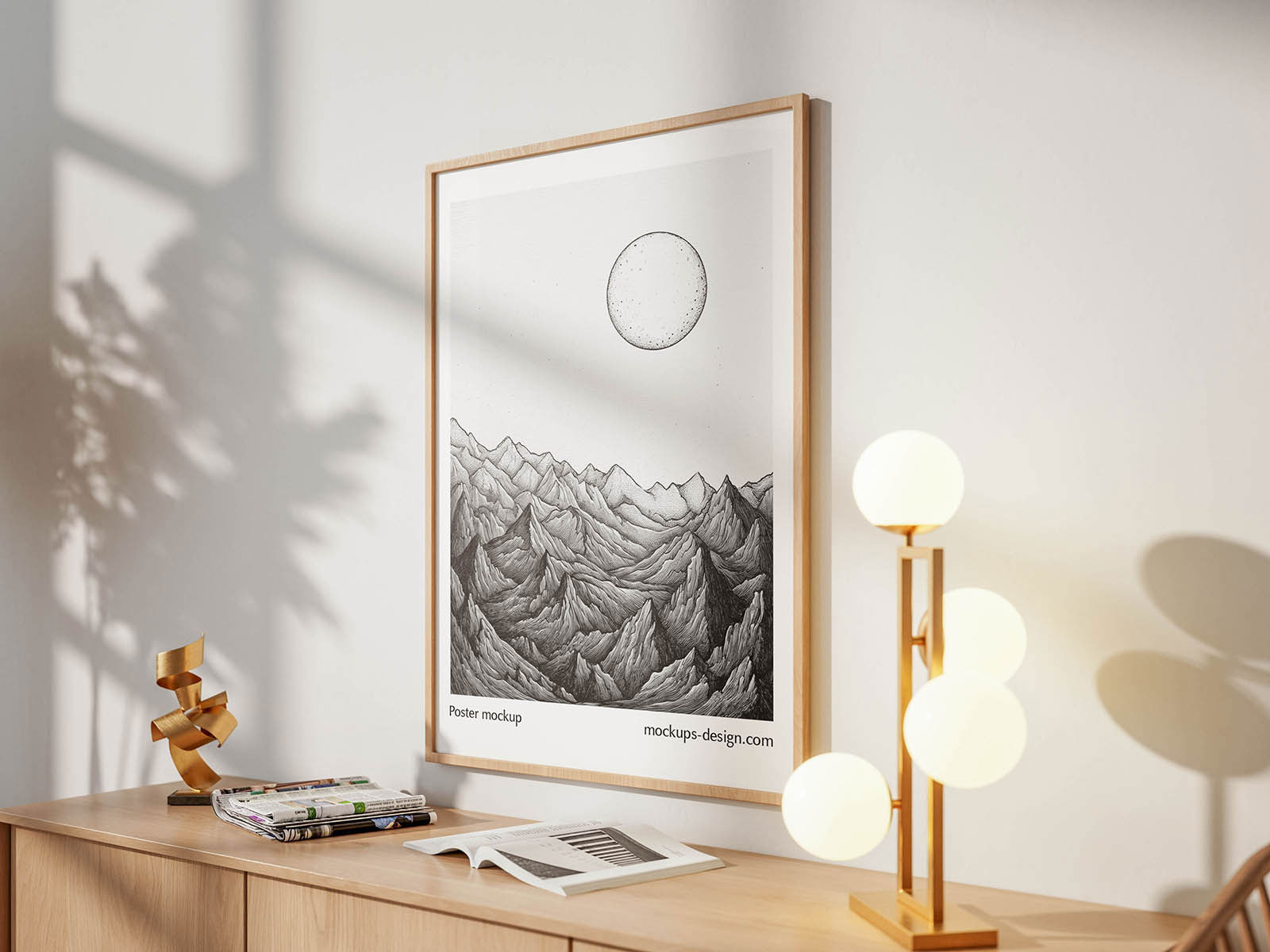 Free Framed Poster Mockup PSD Template