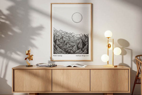 Free Framed Poster Mockup PSD Template