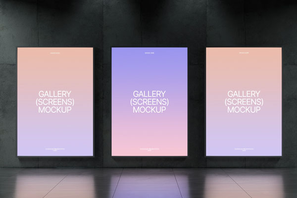 Free Gallery Screens Mockup PSD Template