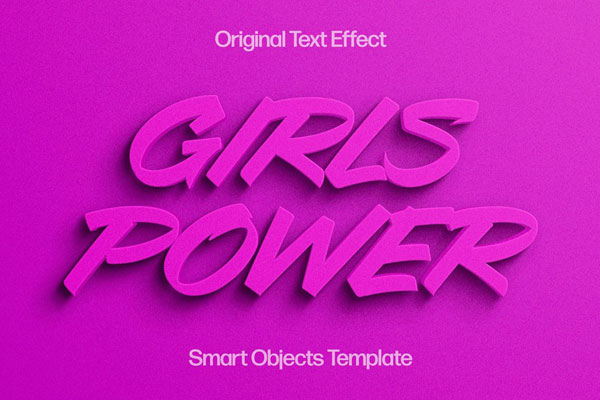Free Girls Power Pink Text Effect / Logo Mockup PSD Template