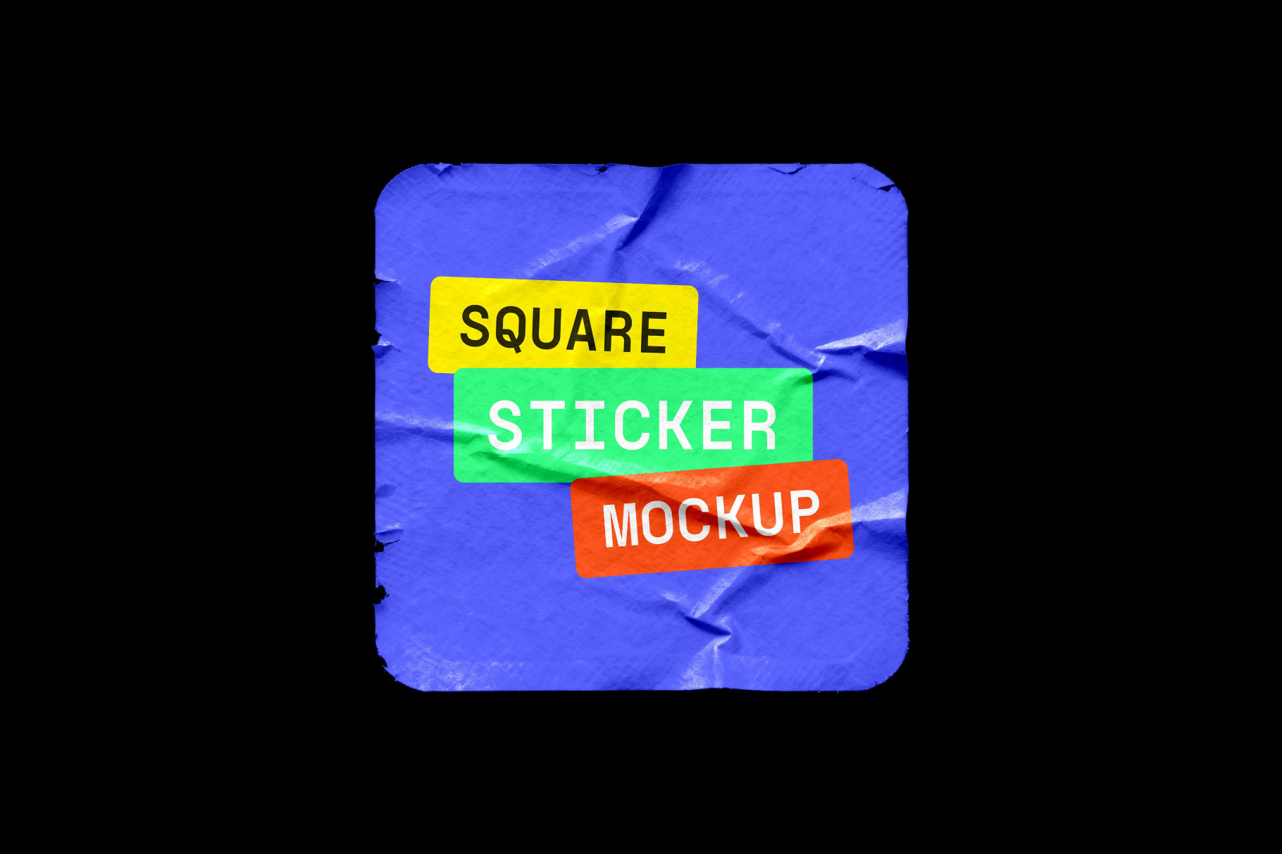 Free Glued Worn Rectangle Sticker Mockup PSD Template