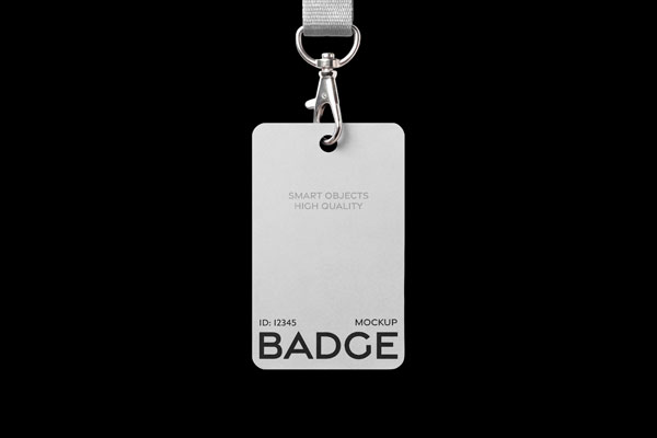 Free Hanging ID Badge Mockup with Lanyard PSD Template